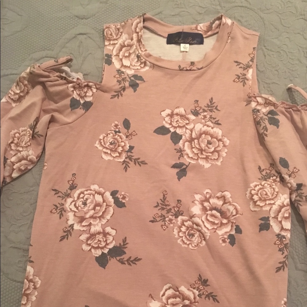 Blue Rain Cold Shoulder Shirt